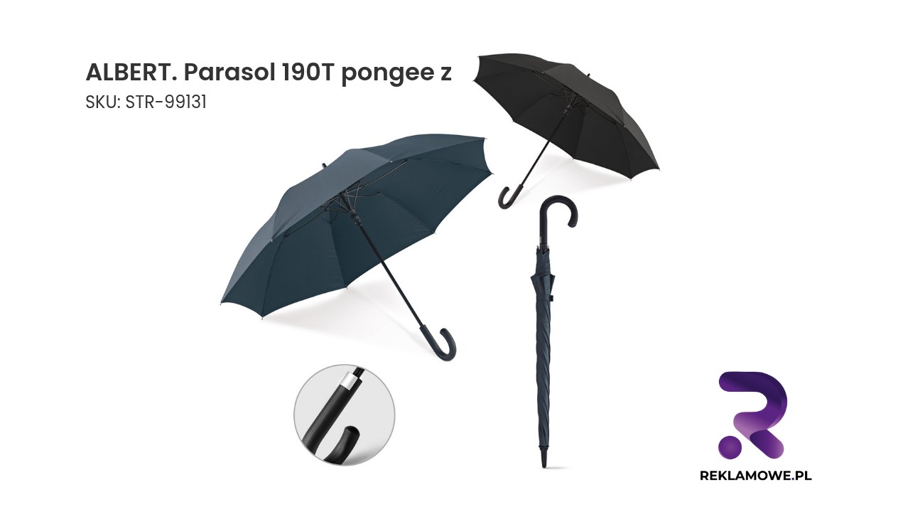 ALBERT. Parasol 190T pongee z automatycznym otwieraniem Parasol ALBERT 190T pongee czarny