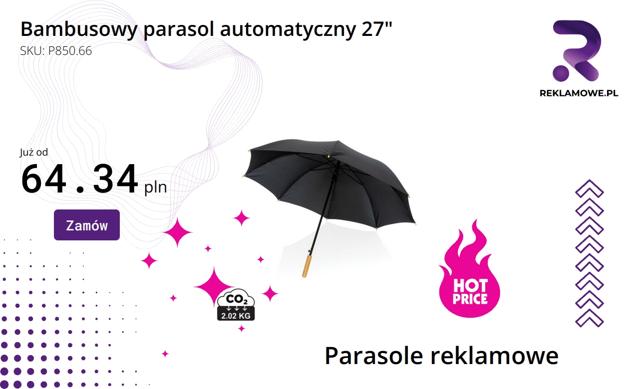 Bambusowy parasol automatyczny 27 cali