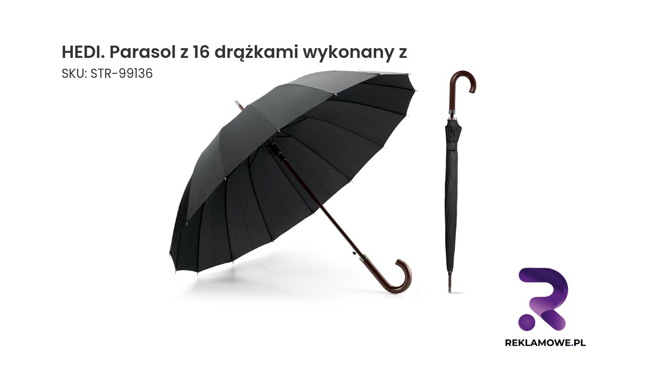 HEDI. Parasol z 16 drążkami wykonany z 190T pongee z automatycznym otwieraniem HEDI, parasol z 16 drążkami
