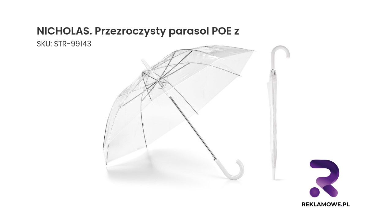 NICHOLAS. Przezroczysty parasol POE z automatycznym otwieraniem Przezroczysty parasol POE marki NICHOLAS