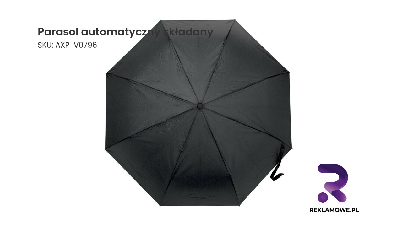 Parasol automatyczny składany w kolorze czarnym, łatwy w obsłudze