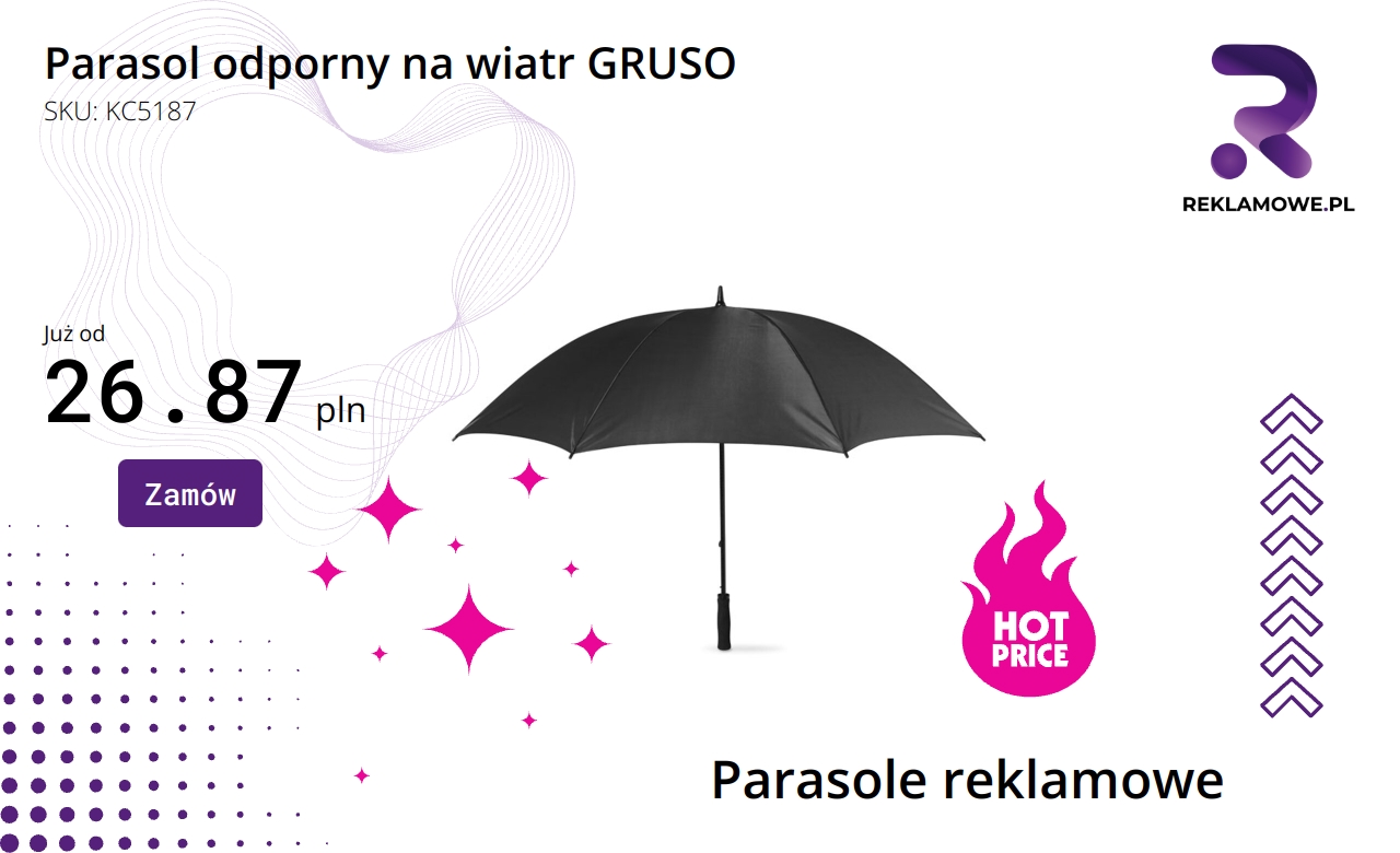 Parasol GRUSO odporny na silny wiatr w kolorze szarym