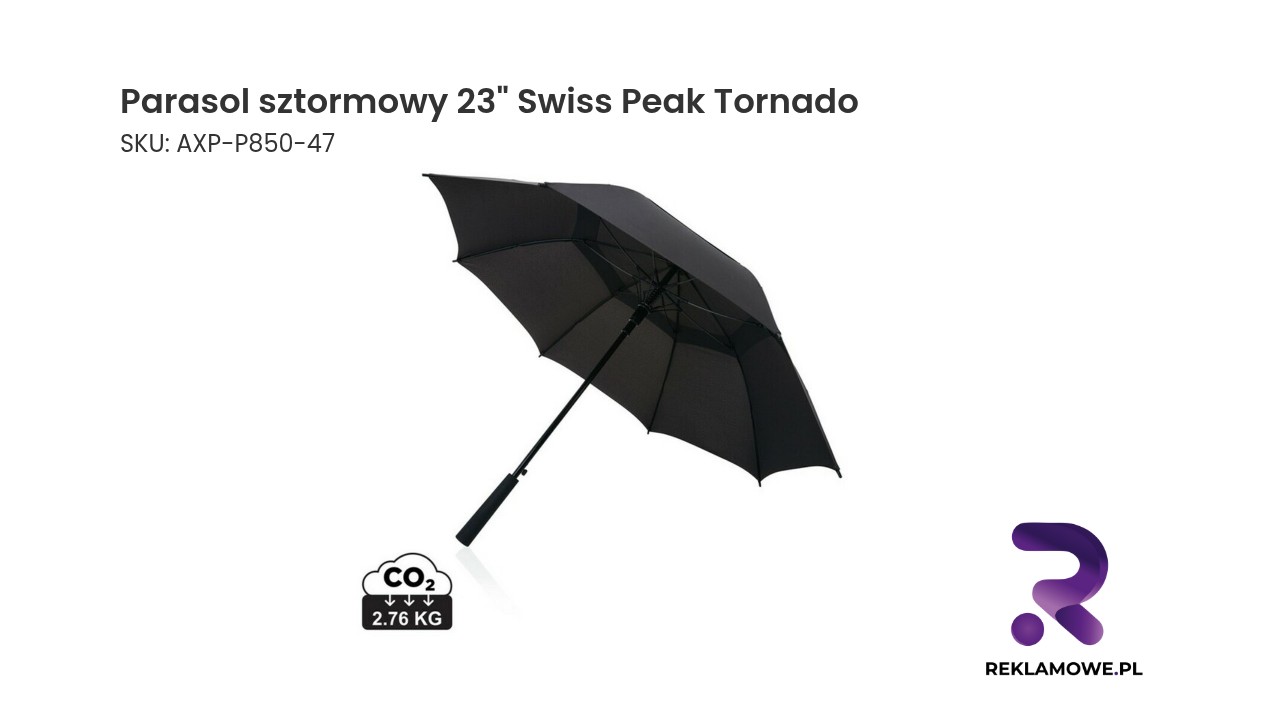 Czarny parasol sztormowy 23 cali marki Swiss Peak