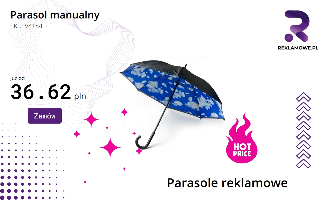 Parasol manualny w kolorze szarym