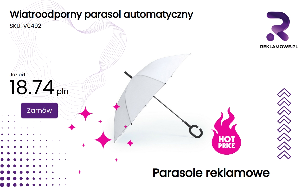 Wiatroodporny parasol automatyczny w kolorze czarnym